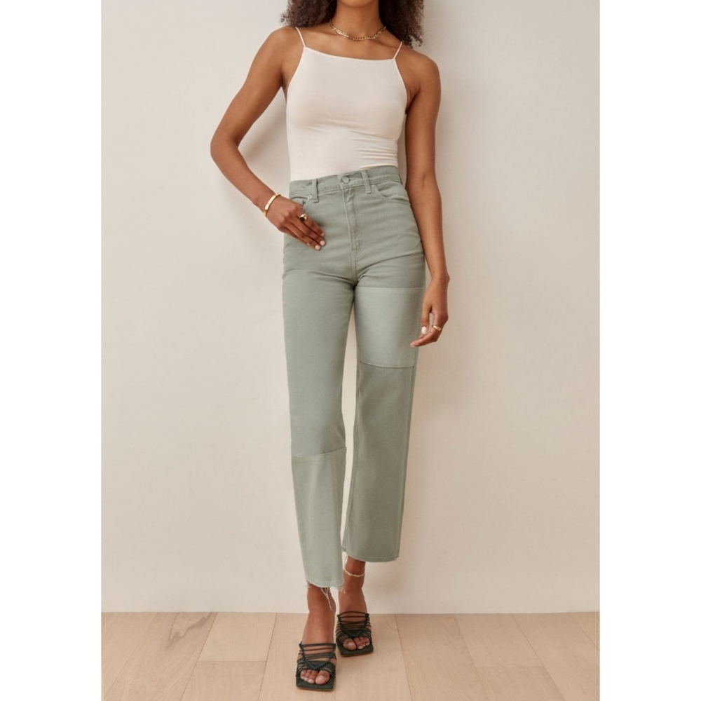 Reformation | Ryan Tonal Patch High Rise Straight Jeans in Limon Size 25